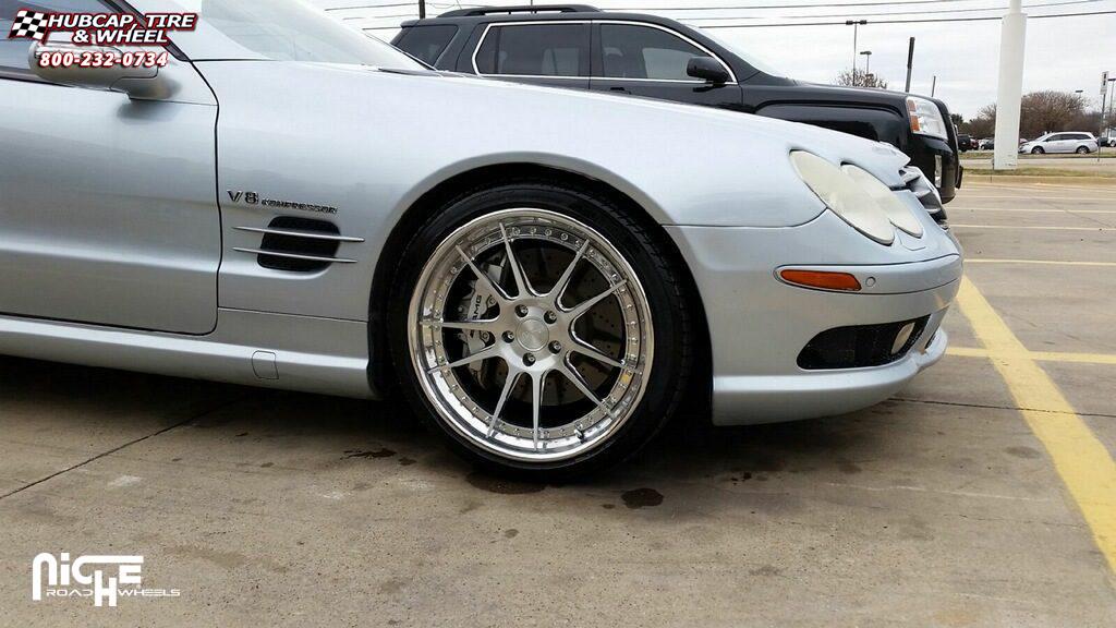 vehicle gallery/mercedes benz sl55 niche chicane h81  Brushed with Chrome Lip wheels and rims